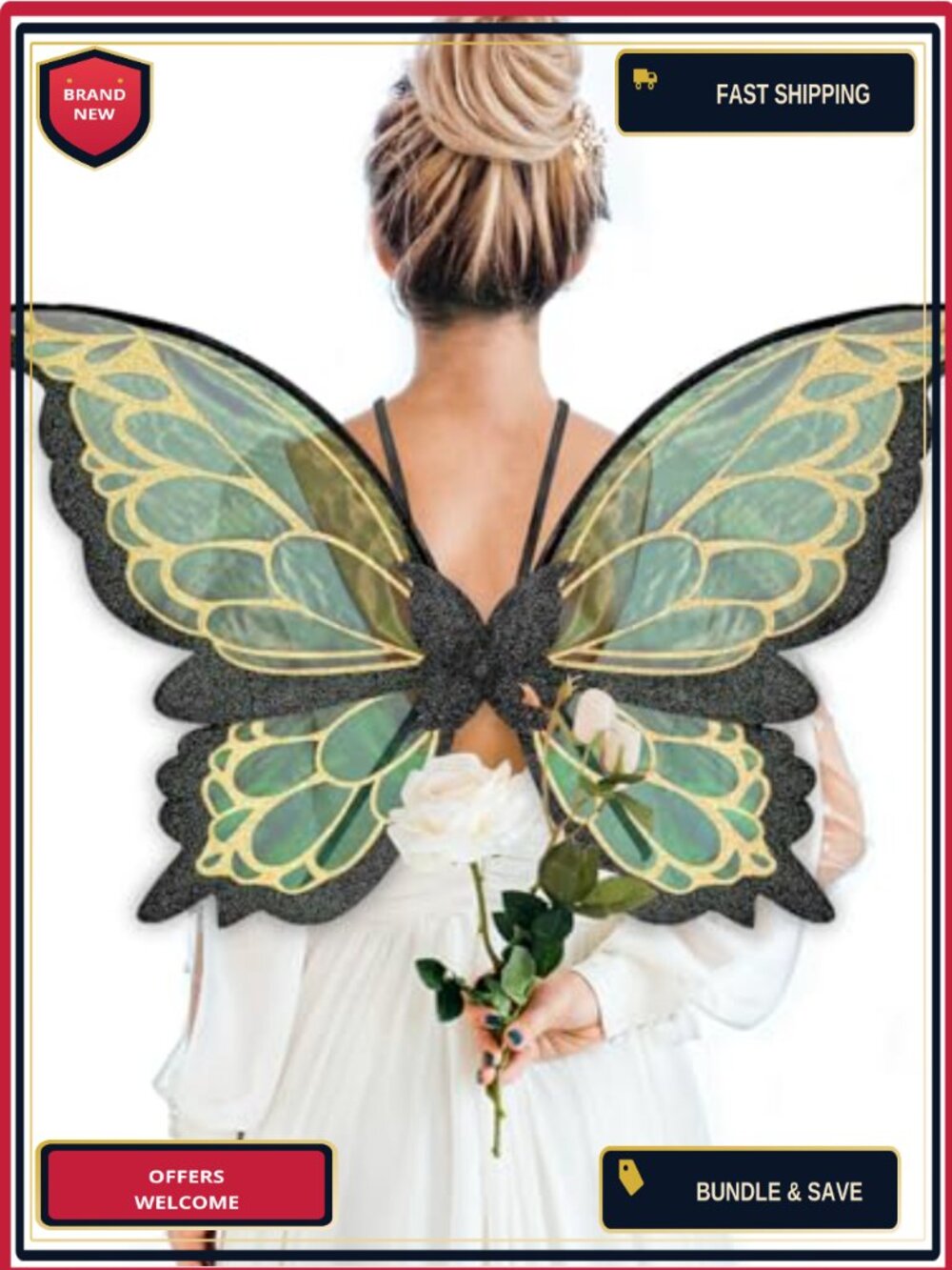 ALIBBON Butterfly Wings Glitter Fairy Wings Costume for Women, Butterfly Wings